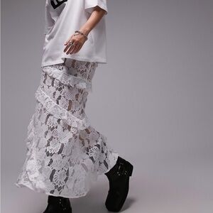 NWT Hesperus White Sheer Lace Maxi Skirt Sz XL